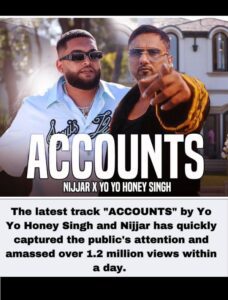 Yo Yo Honey Singh and Nijjar's New Rap Song "ACCOUNTS" Trends on YouTube